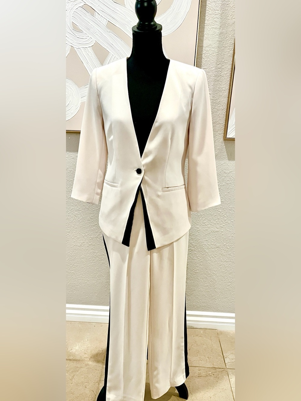 Forever 21 Cream Blazer with Black Trim